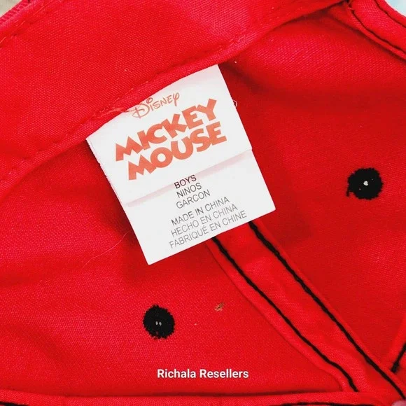 Disney Mickey Mouse Boys Youth Strap Back Hat Kids Baseball Cap Adjustable Red - Picture 7 of 7